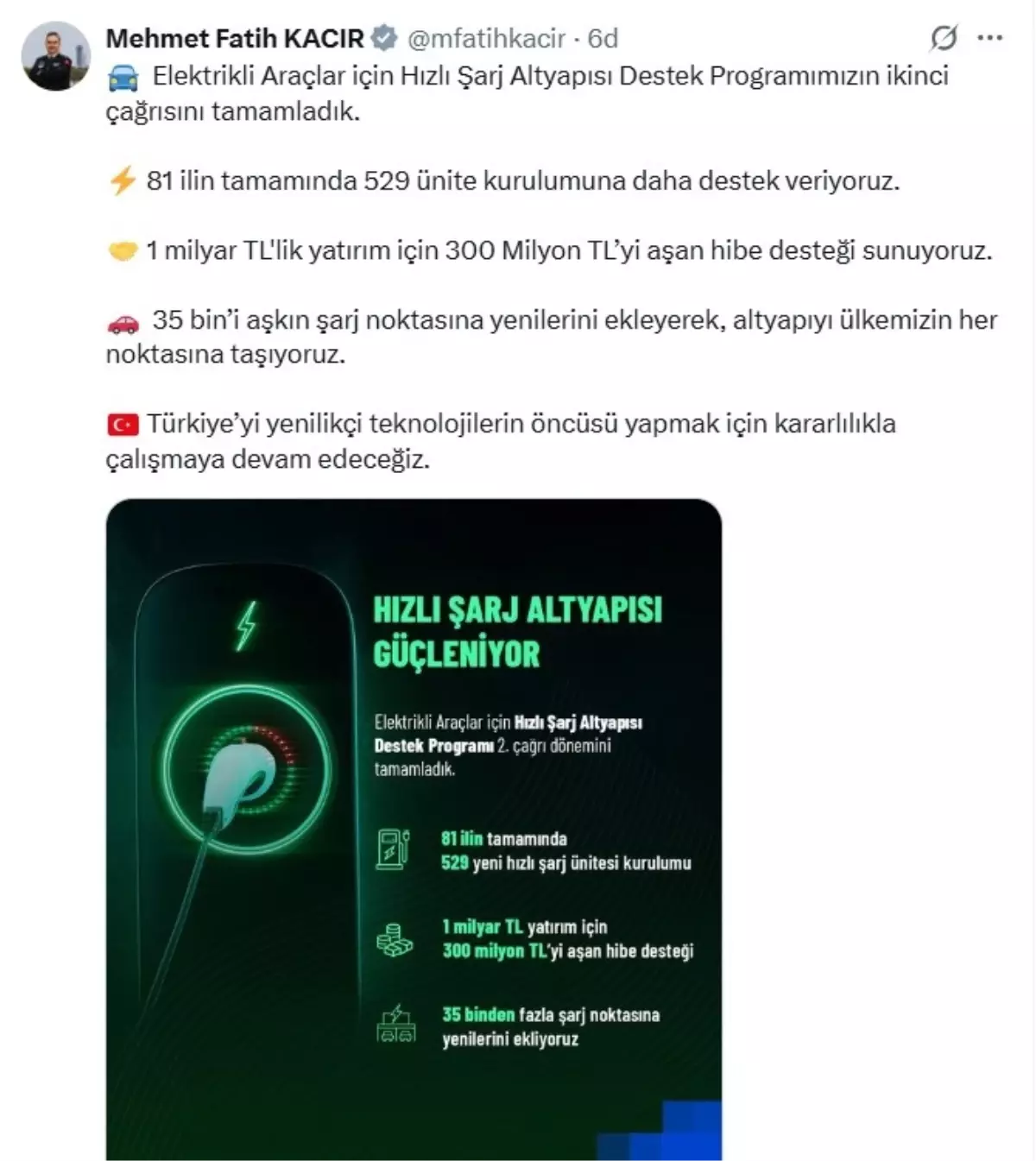 elektrikli araclar icin hizli sarj altyapisi destek programinin ikinci cagrisi tamamlandi xV64VrwN