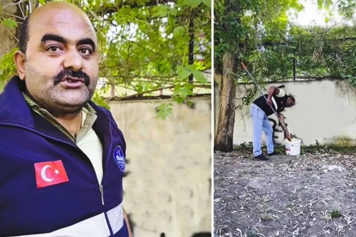 Sevdasını duvara yazan vatandaşa, belediye personelinden tebessüm ettiren mesaj